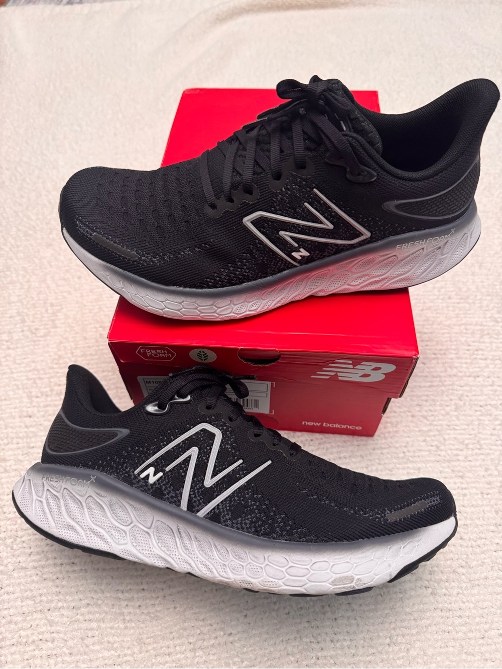 New Balance 1080 V12 Men’s Black and White Fresh Foam Running Sneakers